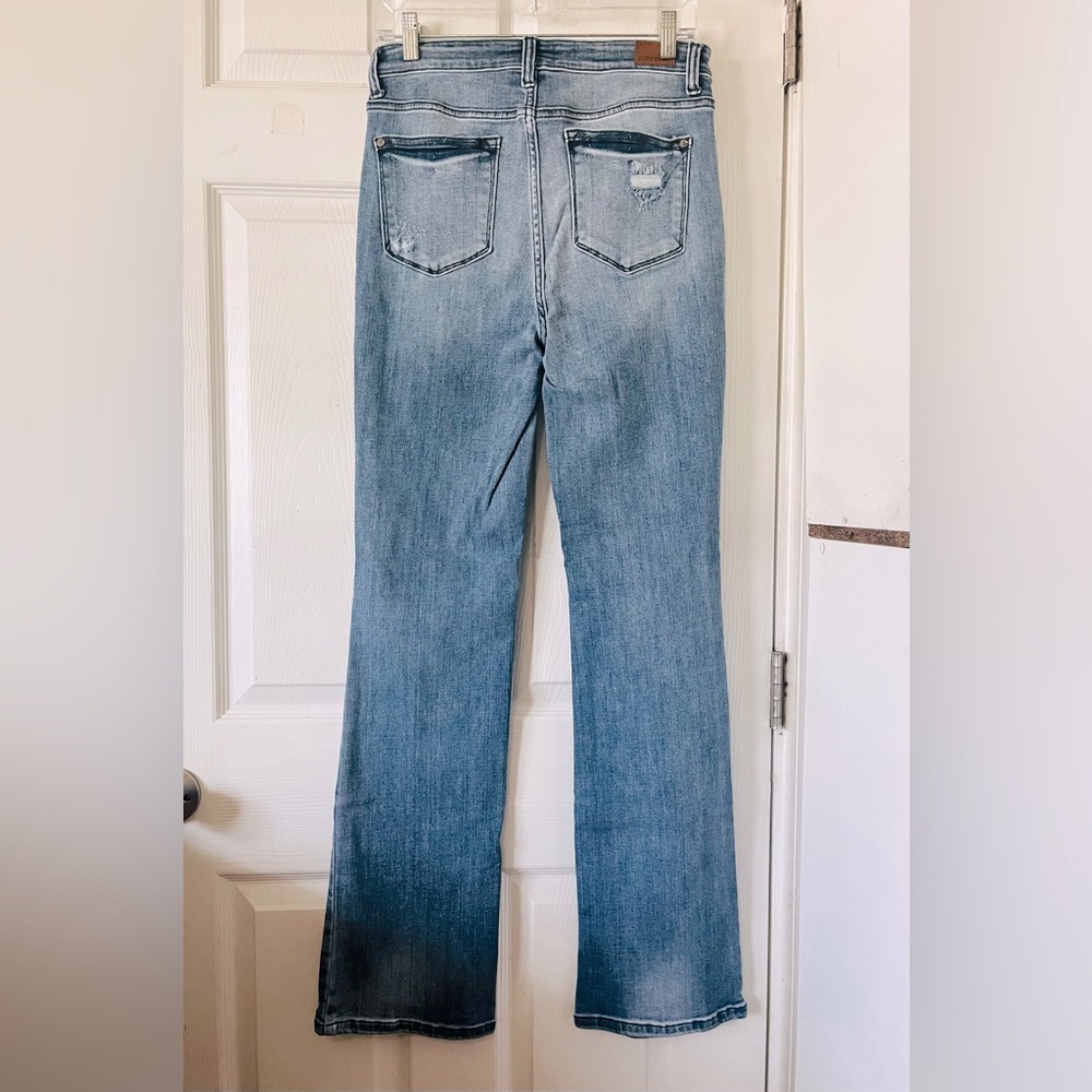 Judy Blue High Waist Destroyed Bootcut Denim Jeans sz 9/29 - Picture 8 of 14